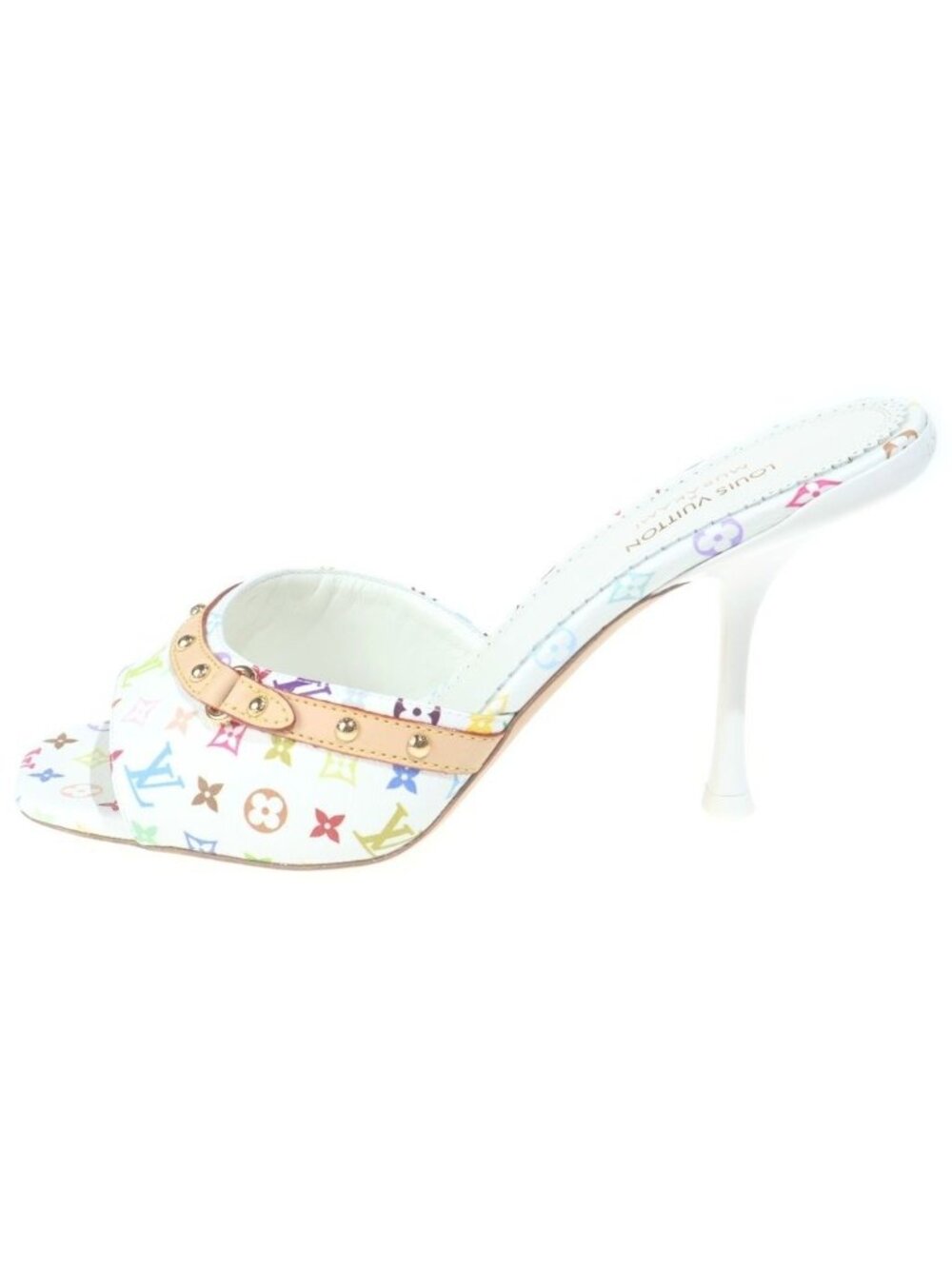 Louis Vuitton LV Takashi Murakami 6 AM Monogram Stiletto Heels Mules White